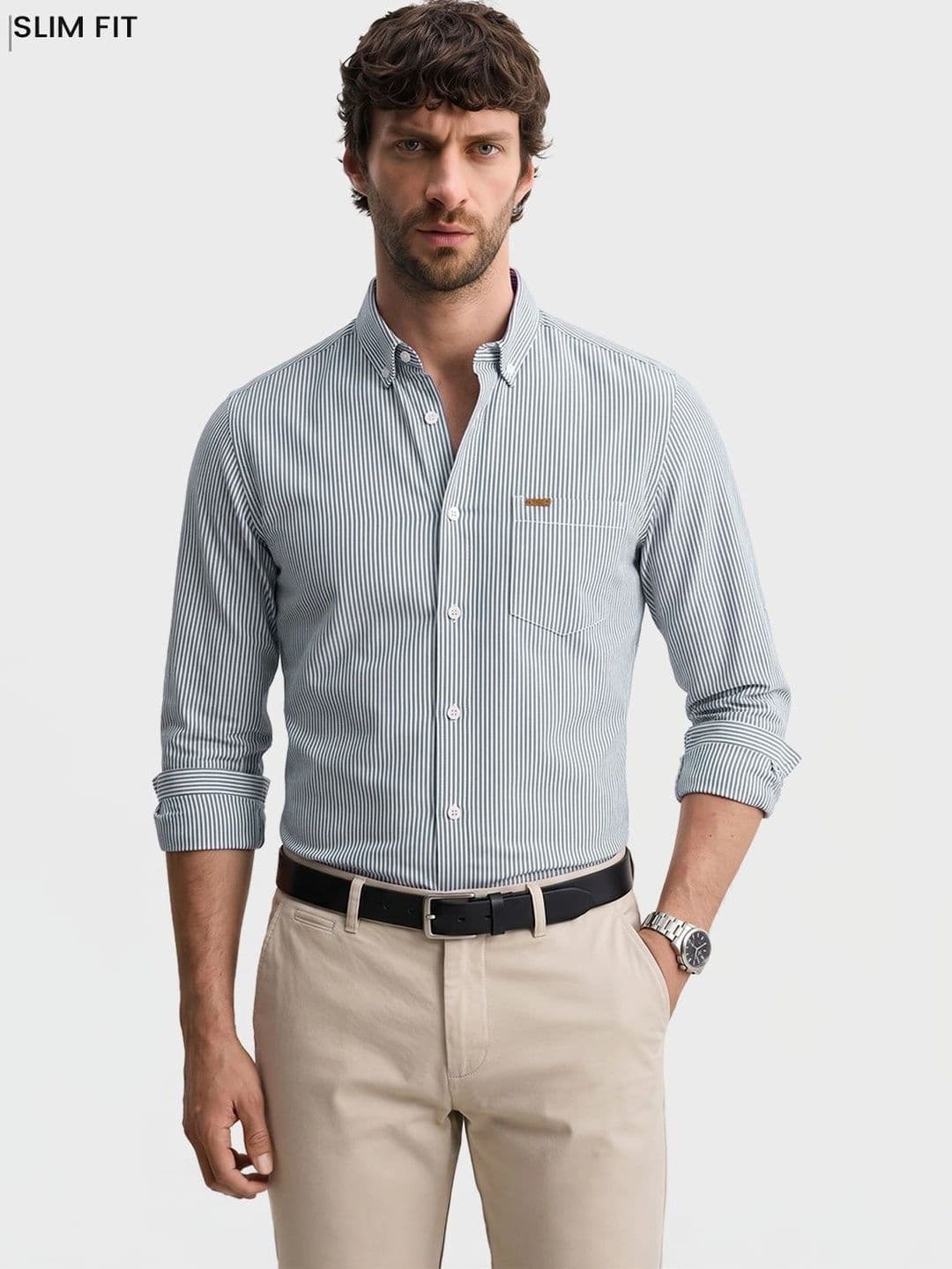 The Indian Garage Co Men Slim Fit Striped Casual Shirt - view 1