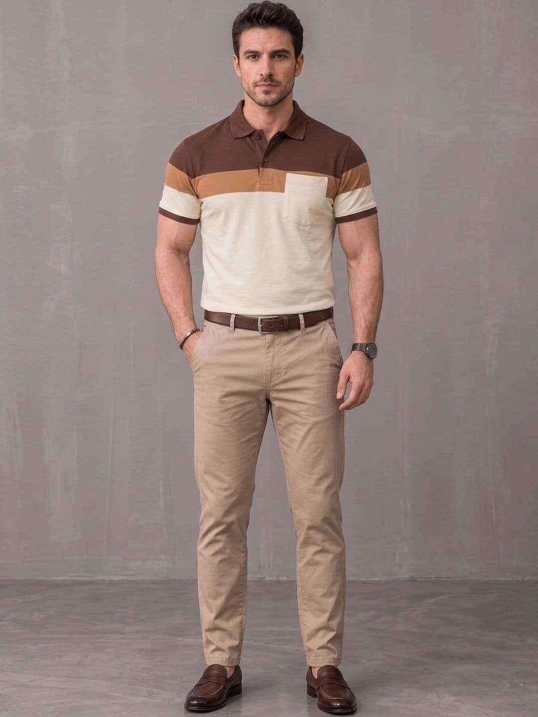 Roadster Men Colourblocked Polo Collar Pockets T-shirt thumbnail 3