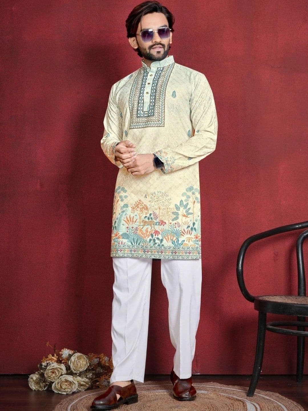 CHARLOTTE GRACIOUS Men Ethnic Motifs Printed Kurta thumbnail 5
