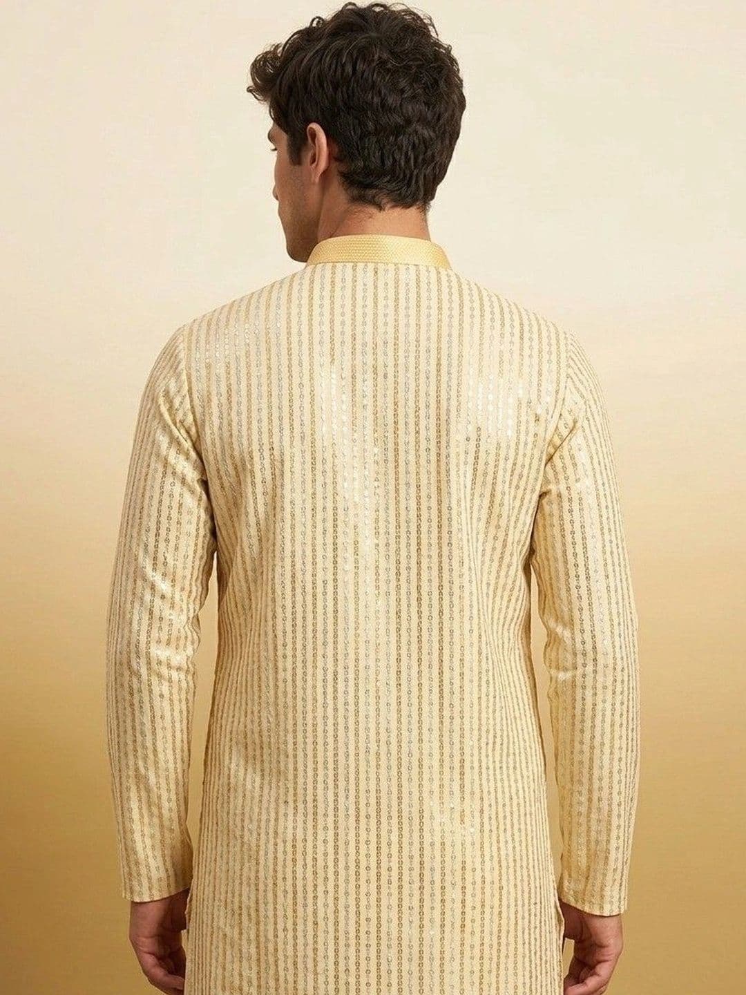 Rajkuwar Men Embellished Sequinned Kurta thumbnail 3
