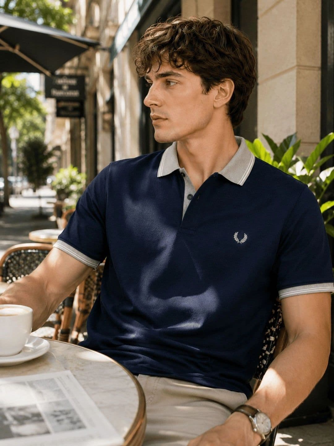 Here & Now X Raves Men Brand Logo Polo Collar T-shirt thumbnail 5