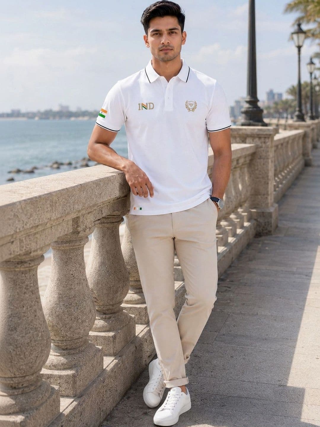 Warrior World Men Brand Logo Polo Collar T-shirt thumbnail 3