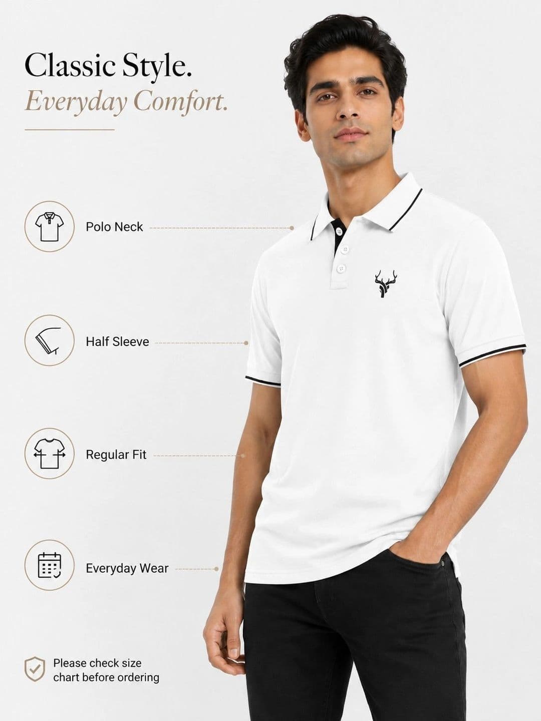 Warrior World Men Brand Logo Polo Collar Pure Cotton T-shirt thumbnail 7