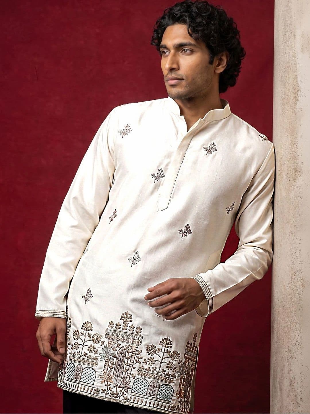 Jompers Men Ethnic Motifs Embroidered Thread Work Grandeur & Majestic Artwork Kurta thumbnail 6