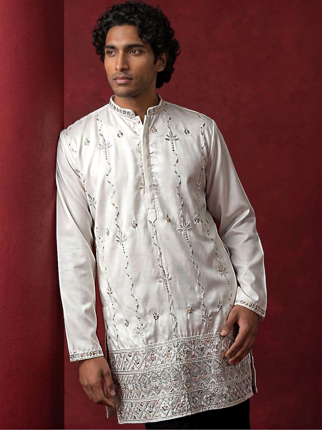 Jompers Men Embellished Sequinned Kurta thumbnail 2