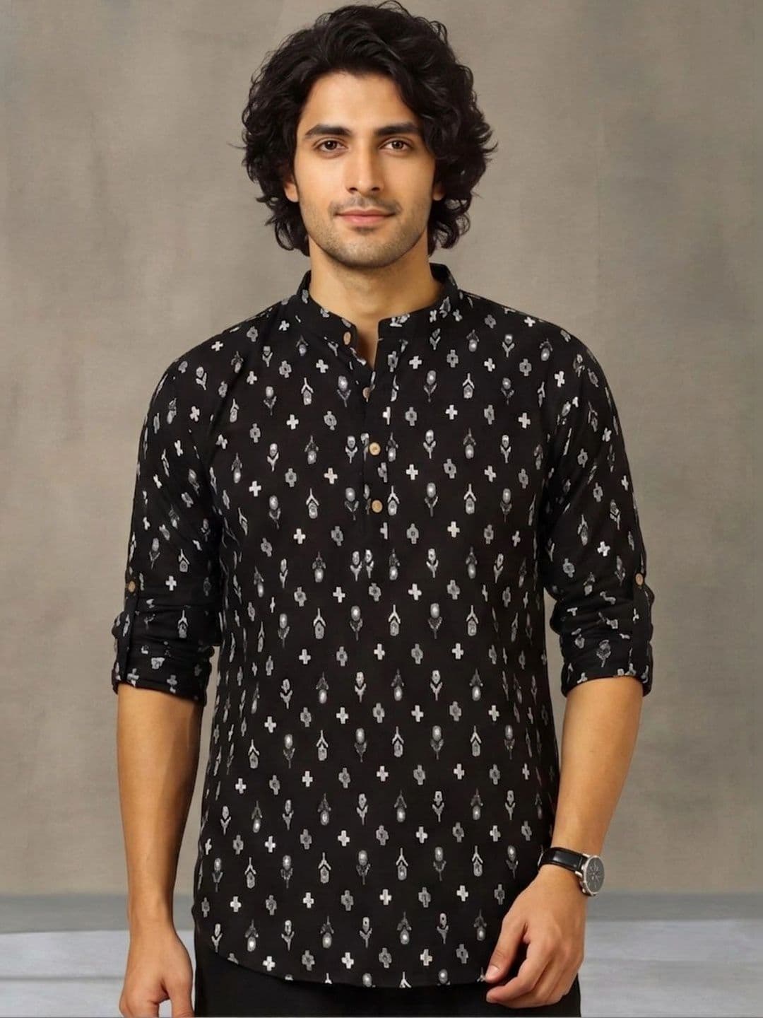 Navibhu Printed Pure Cotton Mandarin Collar Short Kurta thumbnail 6