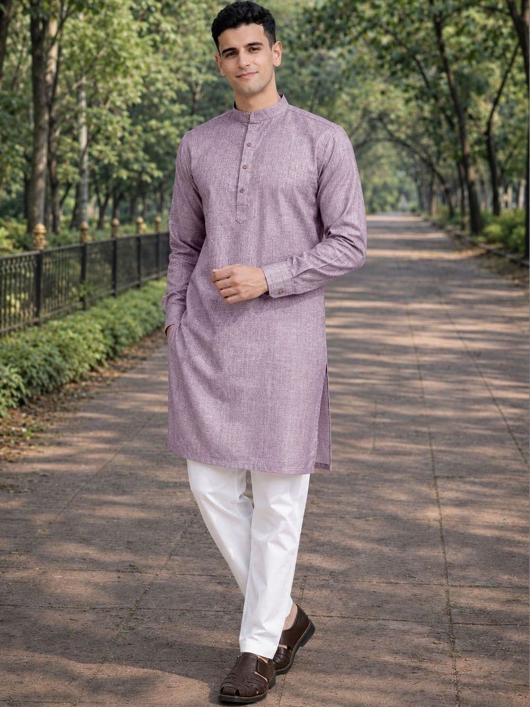 Anouk Men Cotton Linen Kurta thumbnail 4