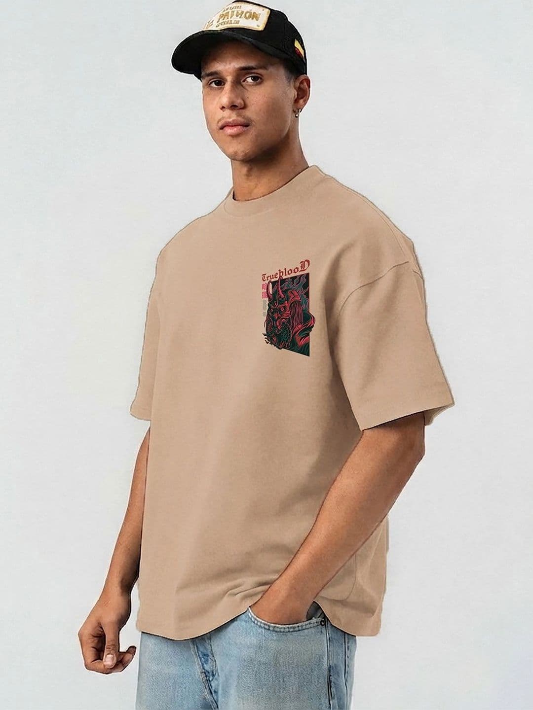 Mast & Harbour Men Printed Drop-Shoulder Sleeves T-shirt thumbnail 5