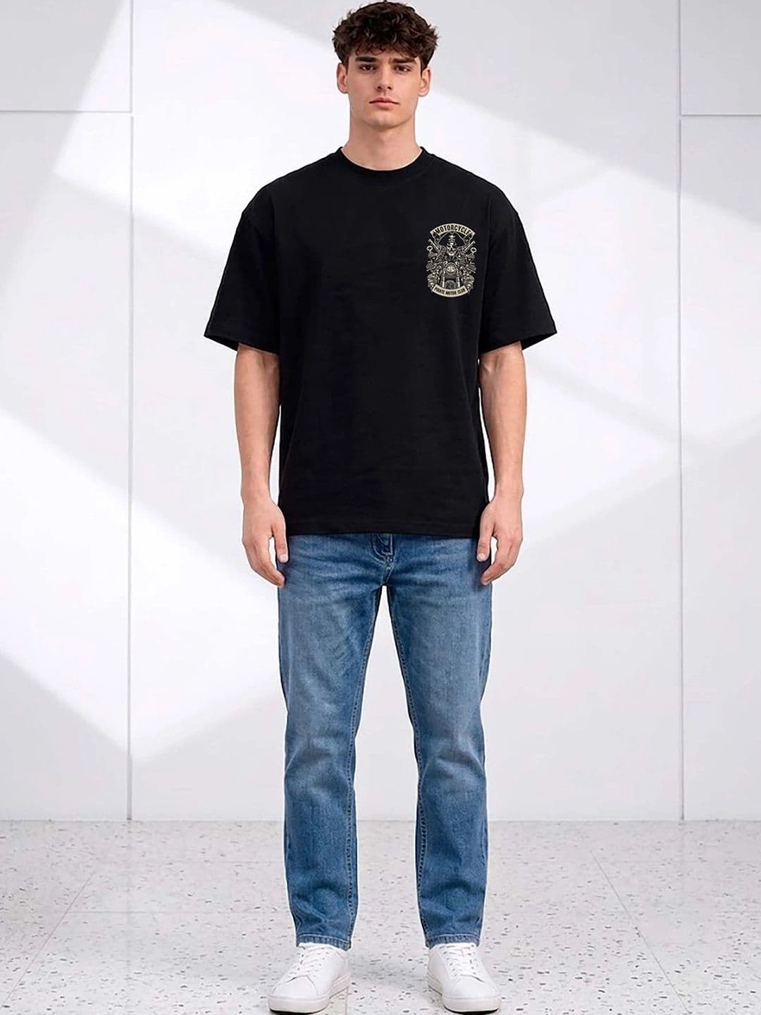 Mast & Harbour Men Printed Drop-Shoulder Sleeves T-shirt thumbnail 4