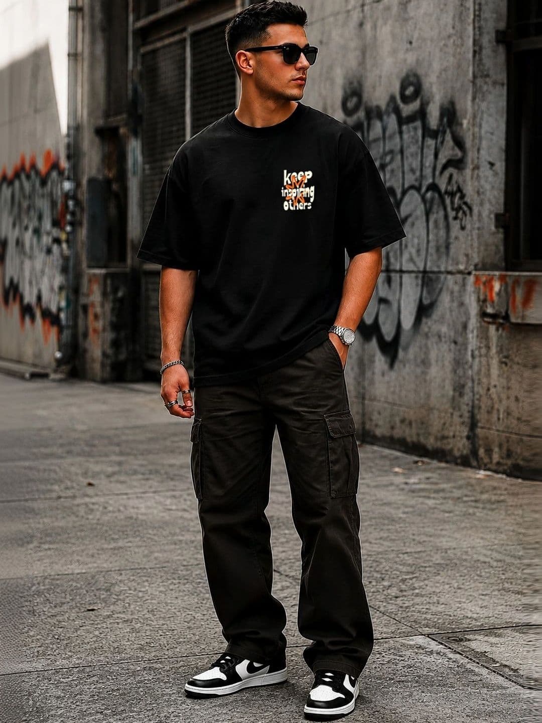 PANDA POPS Men Typography Printed T-shirt thumbnail 2