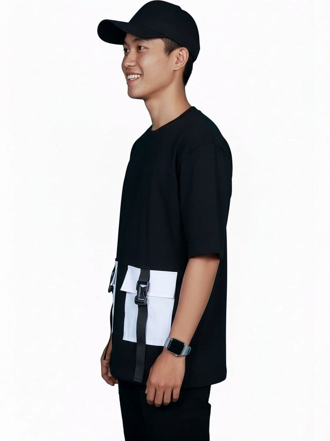 A2R FASHION Men Colourblocked Drop-Shoulder Sleeves Pockets T-shirt thumbnail 2