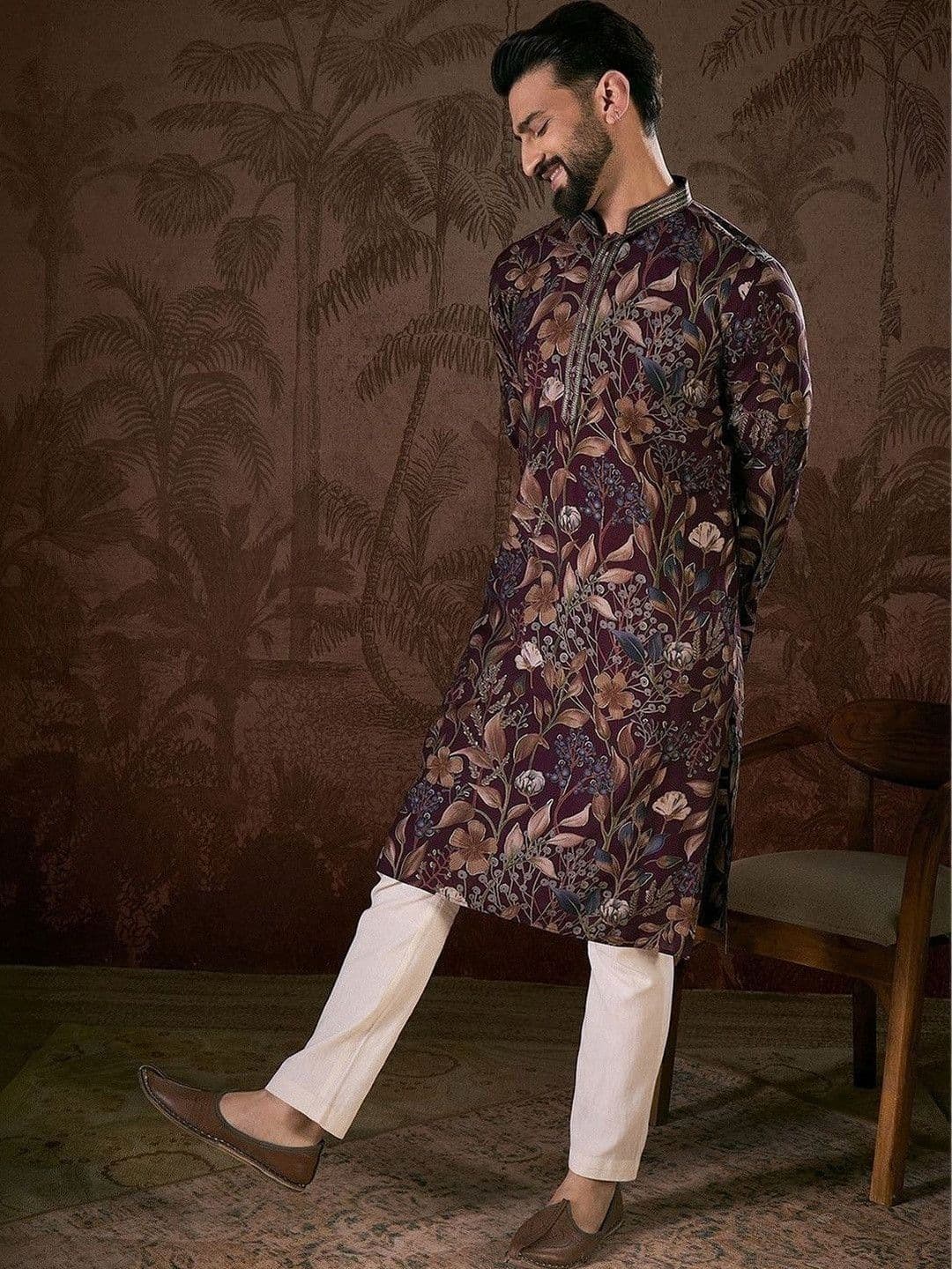 Ethnic Bay Men Floral Printed Kurta thumbnail 3