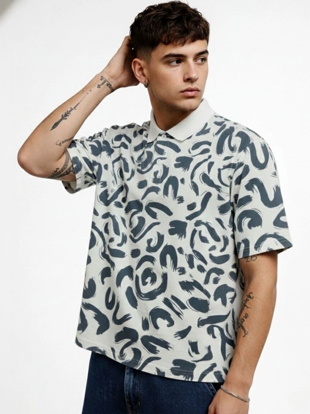HERE&NOW Men Printed Polo Collar T-shirt - view 1