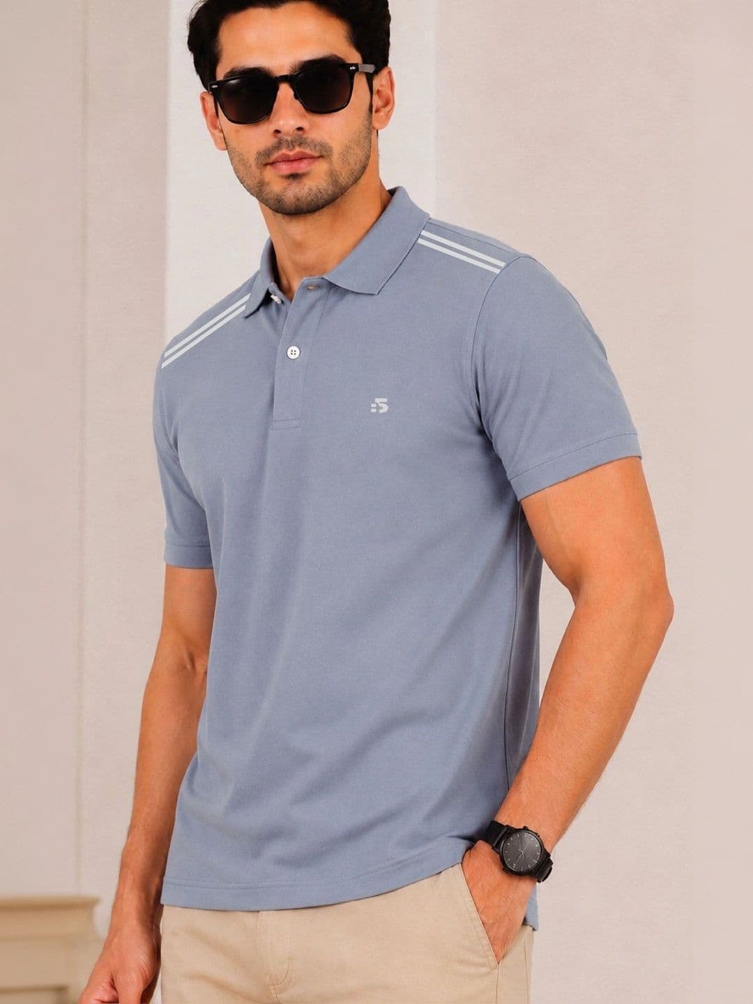 VELS CLOTHING Men Printed Polo Collar Bio Finish T-shirt thumbnail 3