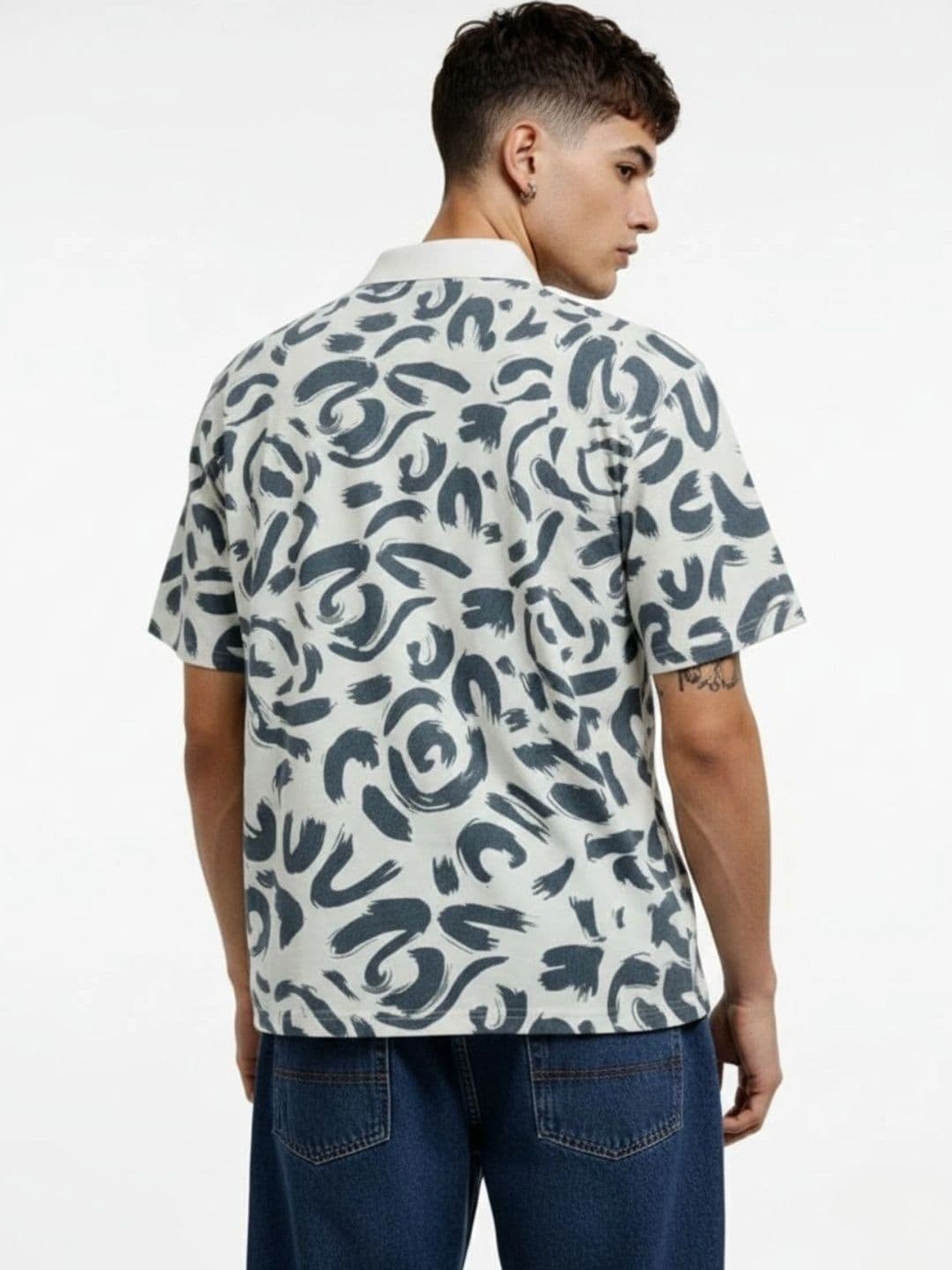 HERE&NOW Men Printed Polo Collar T-shirt thumbnail 4