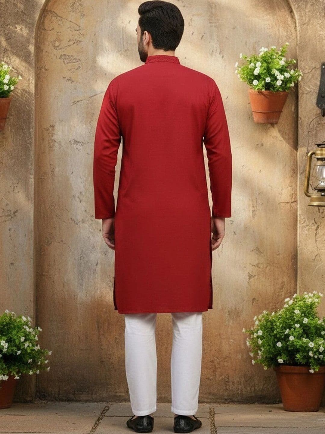 HUZUR Men Embroidered Thread Work Kurta thumbnail 3