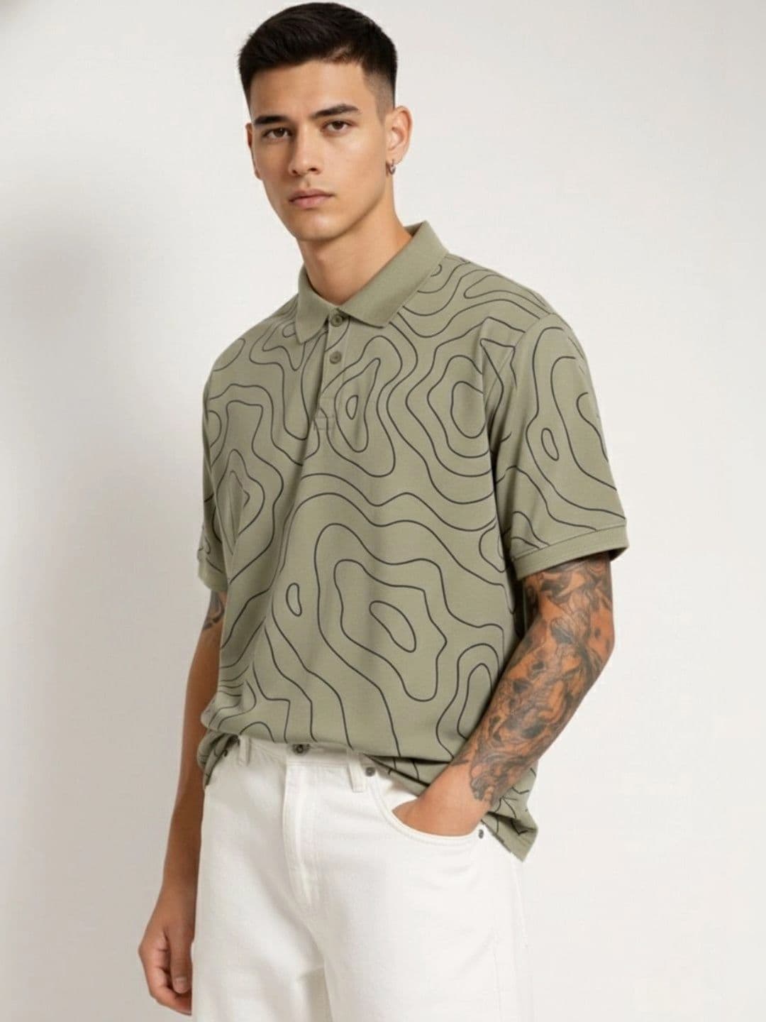 HERE&NOW Men Printed Polo Collar T-shirt - view 1