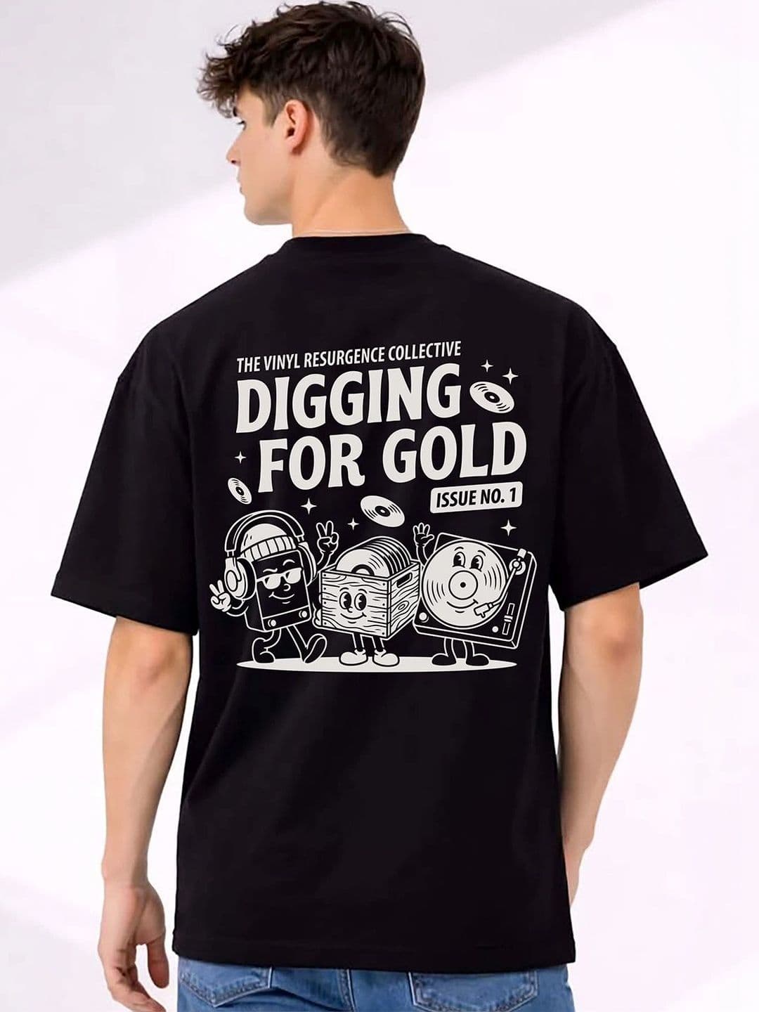Mast & Harbour Men Printed Drop-Shoulder Sleeves T-shirt thumbnail 3