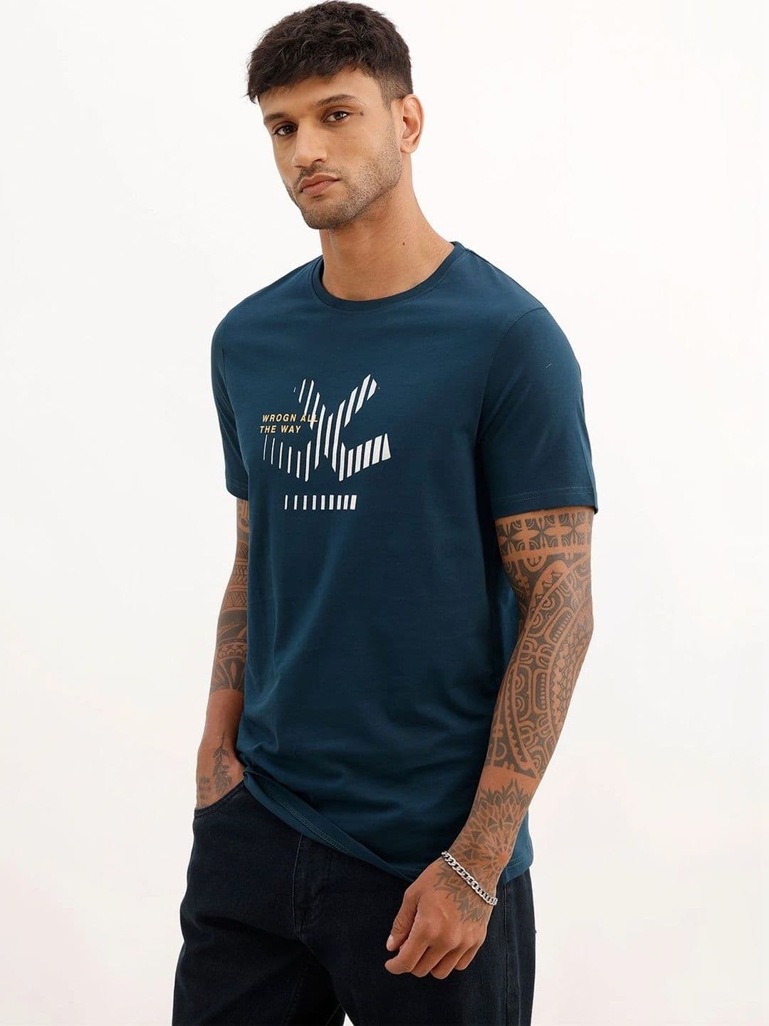 WROGN Men Printed Slim Fit T-shirt thumbnail 4