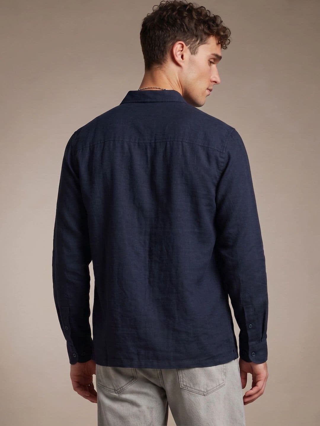 glitchez Navy Blue Regular Fit Casual Shirt thumbnail 2