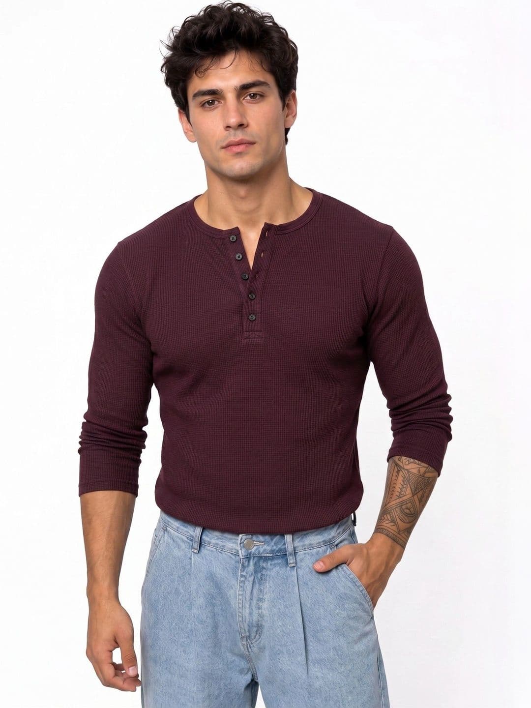 Azizan Men Henley Neck T-shirt thumbnail 2