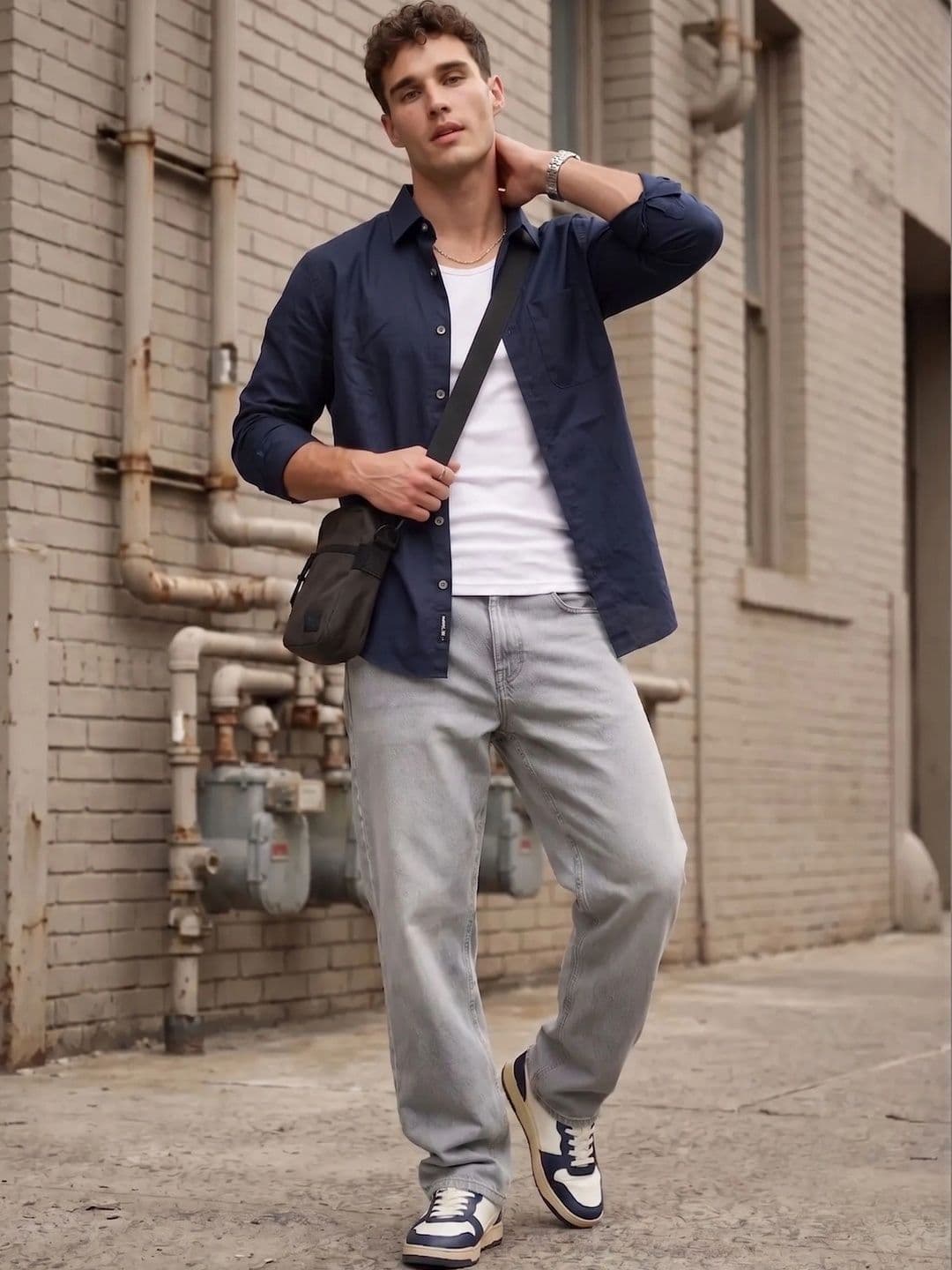 glitchez Navy Blue Regular Fit Casual Shirt thumbnail 6