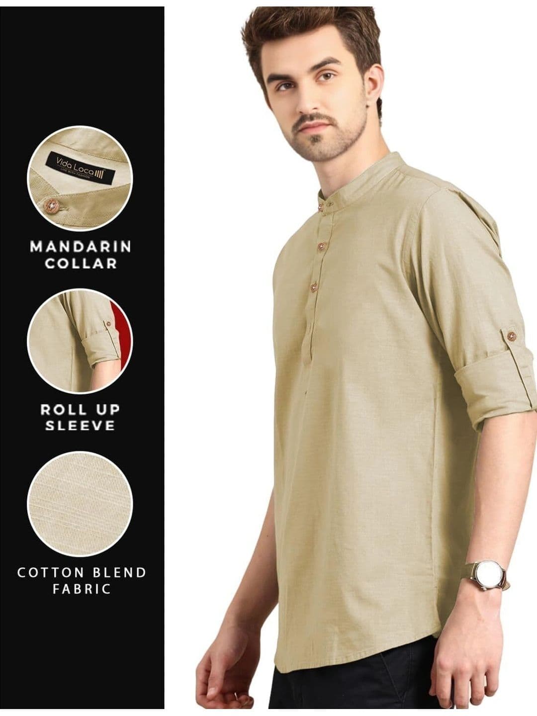 Amrit Trending Men Pack of 2 Cotton Mandarin Collar Kurta thumbnail 5