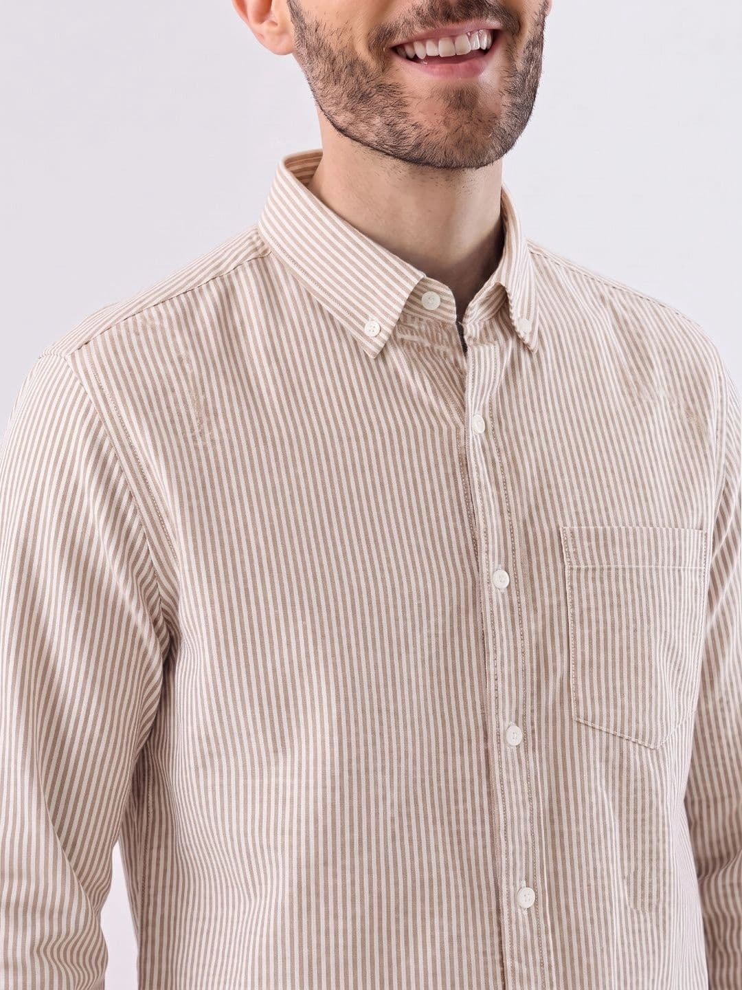 HENSHIKA Men Cotton Standard Striped Printed Casual Shirt thumbnail 2