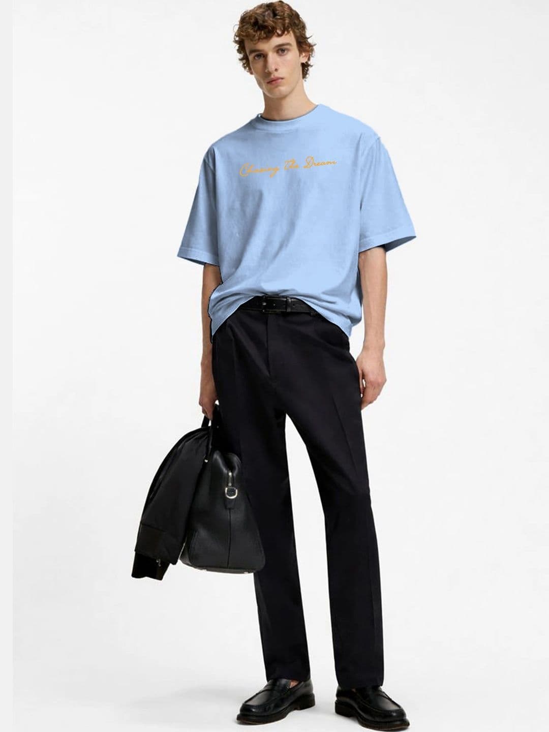 Moda rapido X TOGS & TERRE Men Typography Printed Drop-Shoulder Sleeves Organic Cotton Blend T-shirt thumbnail 2