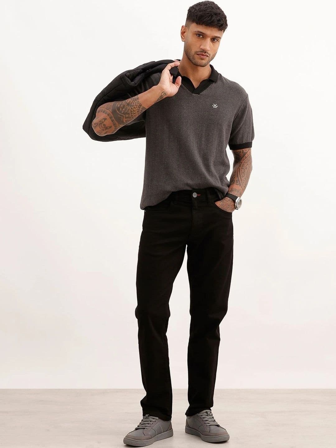 WROGN Men Straight Fit Mid-Rise Stretchable Jeans thumbnail 2