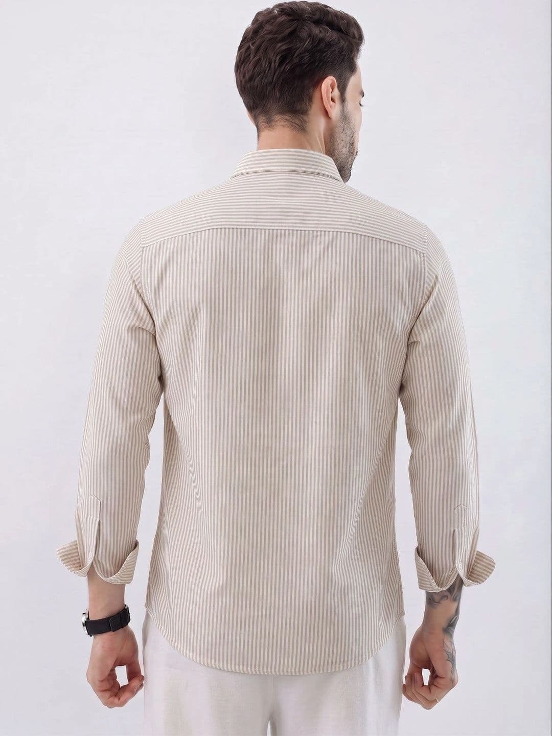 HENSHIKA Men Cotton Standard Striped Printed Casual Shirt thumbnail 3