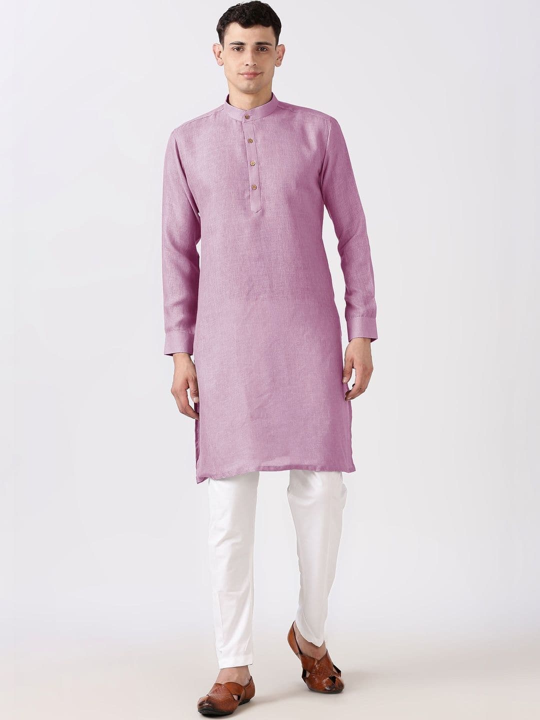 Anouk Men Cotton Linen Long Kurta - view 1