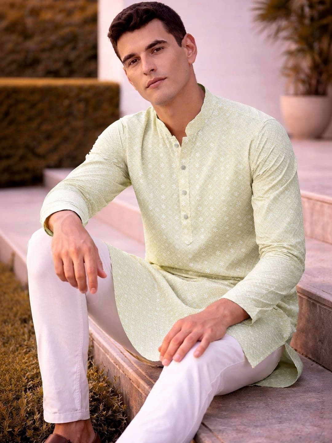 Anouk Men Geometric Embroidery Knee Length Straight Kurta thumbnail 6