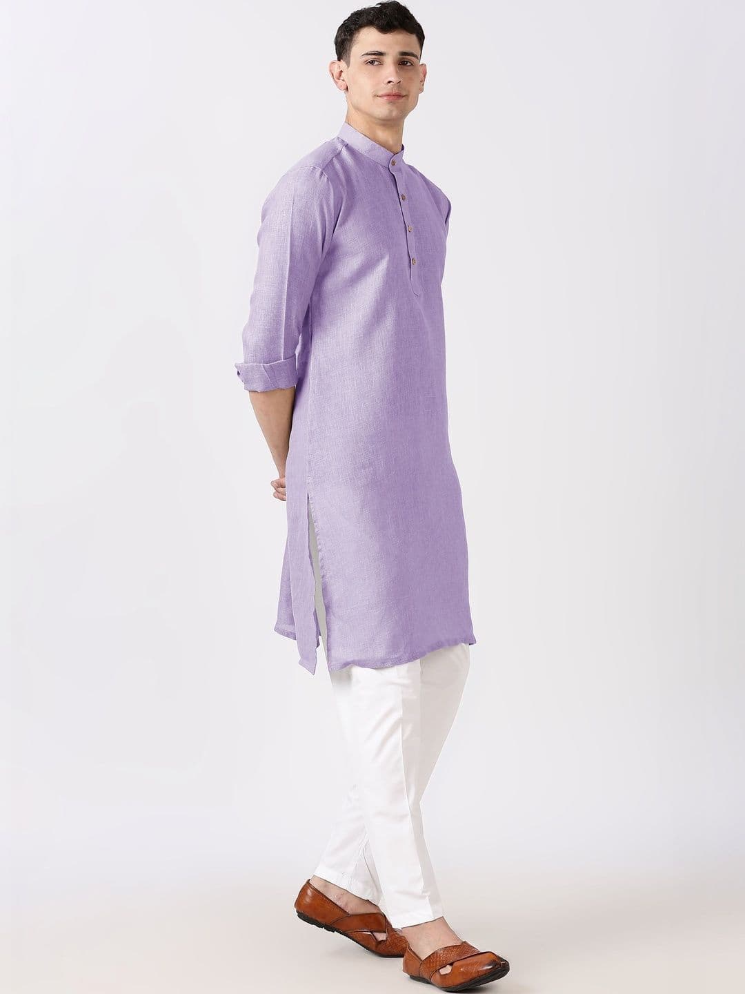 Anouk Men Cotton Linen Long Kurta thumbnail 2