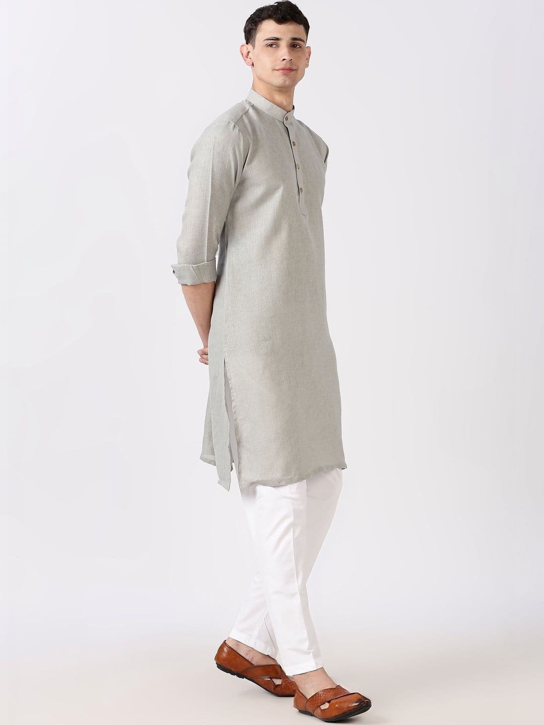 Anouk Men Cotton Linen Long Kurta thumbnail 6