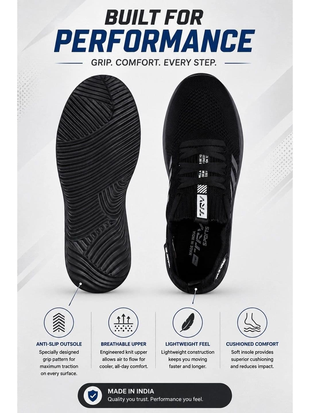 TRV Men Mesh High-Top Running Non-Marking Shoes thumbnail 8