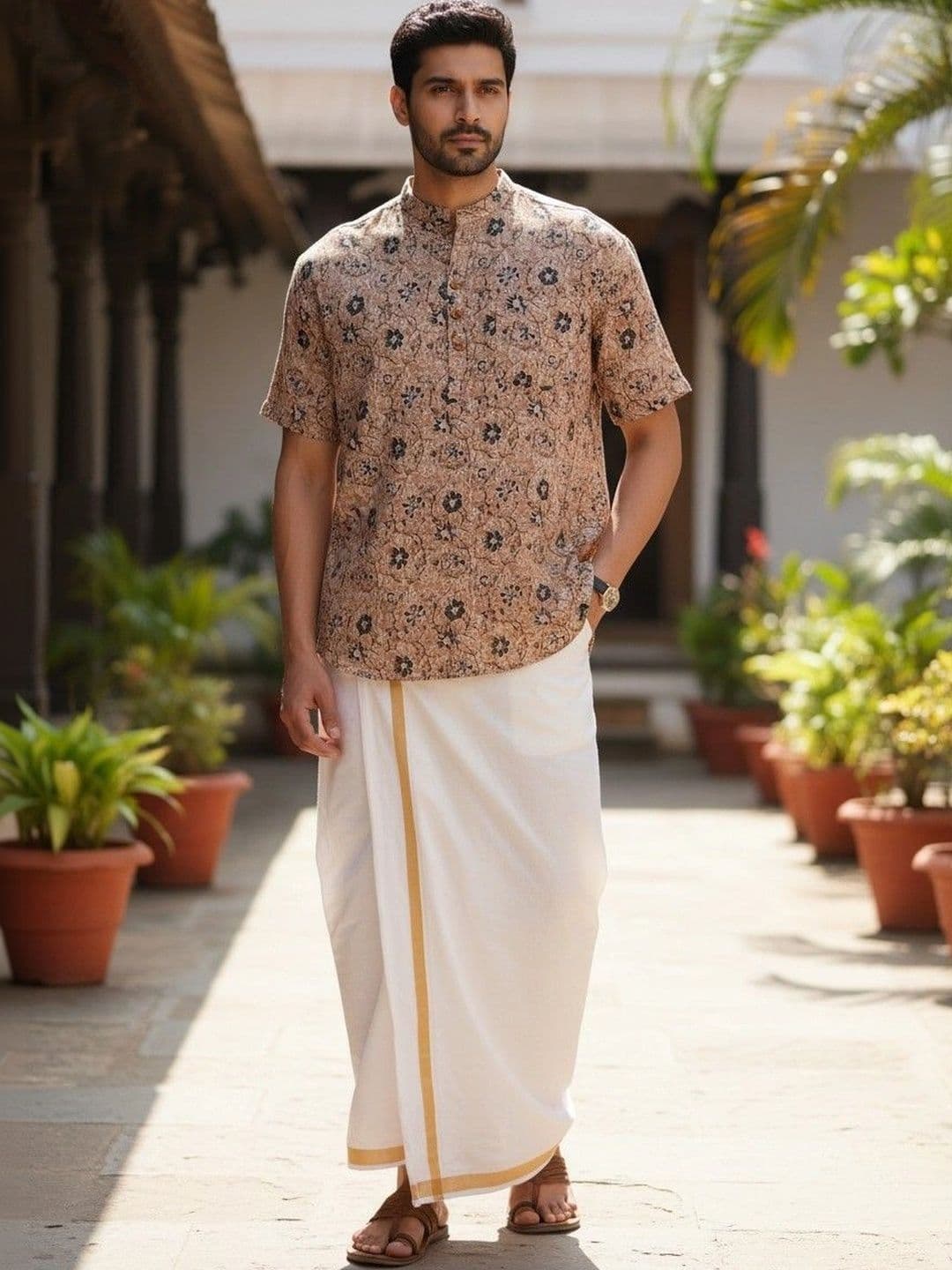 Cot'N Soft Men Ethnic Motifs Printed Mandarin Collar Pure Cotton Kurta thumbnail 5
