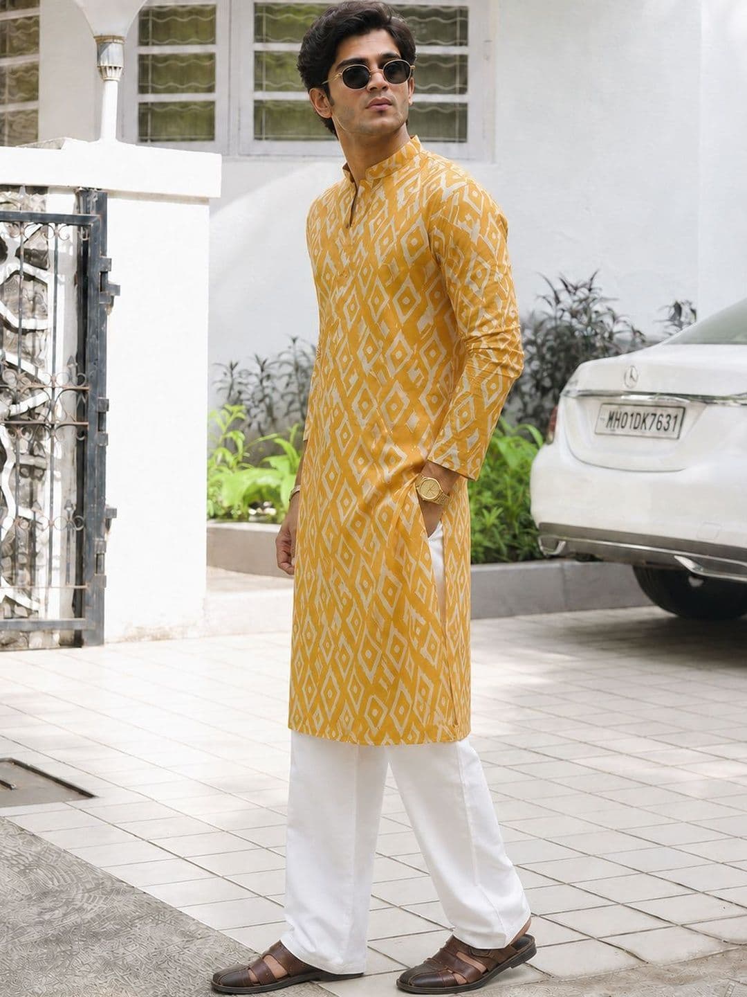 Anouk Men Geometric Printed Indie Prints Kurta thumbnail 5