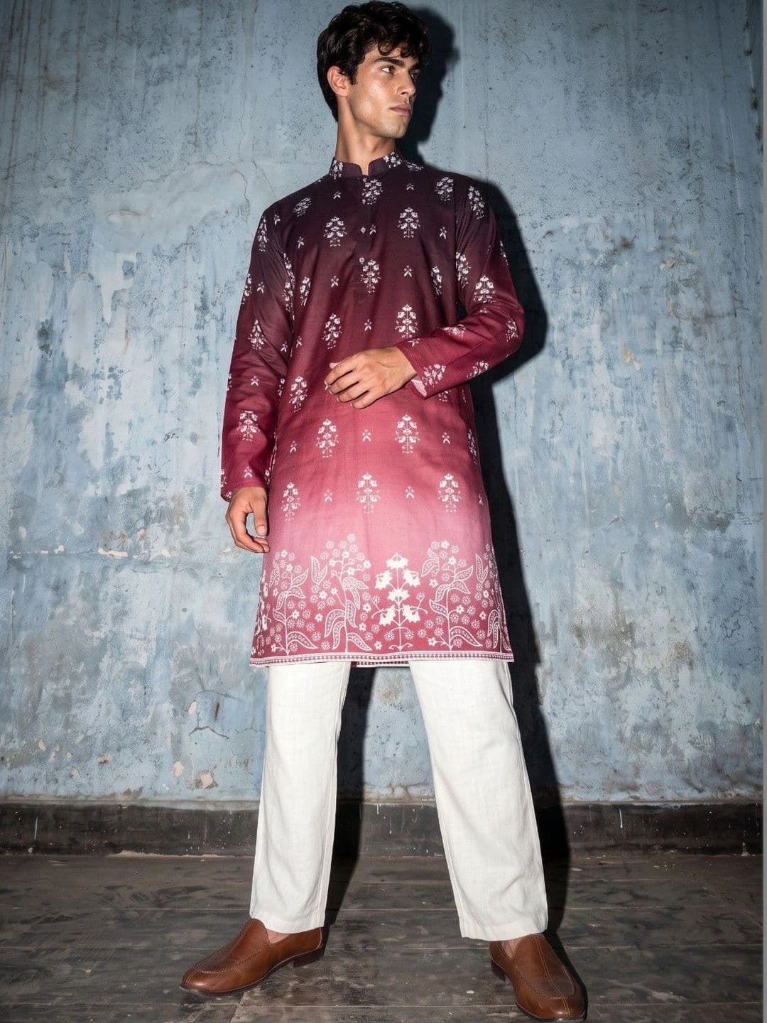 DRIP CHOWK Men Cotton Floral Printed Kurta thumbnail 3