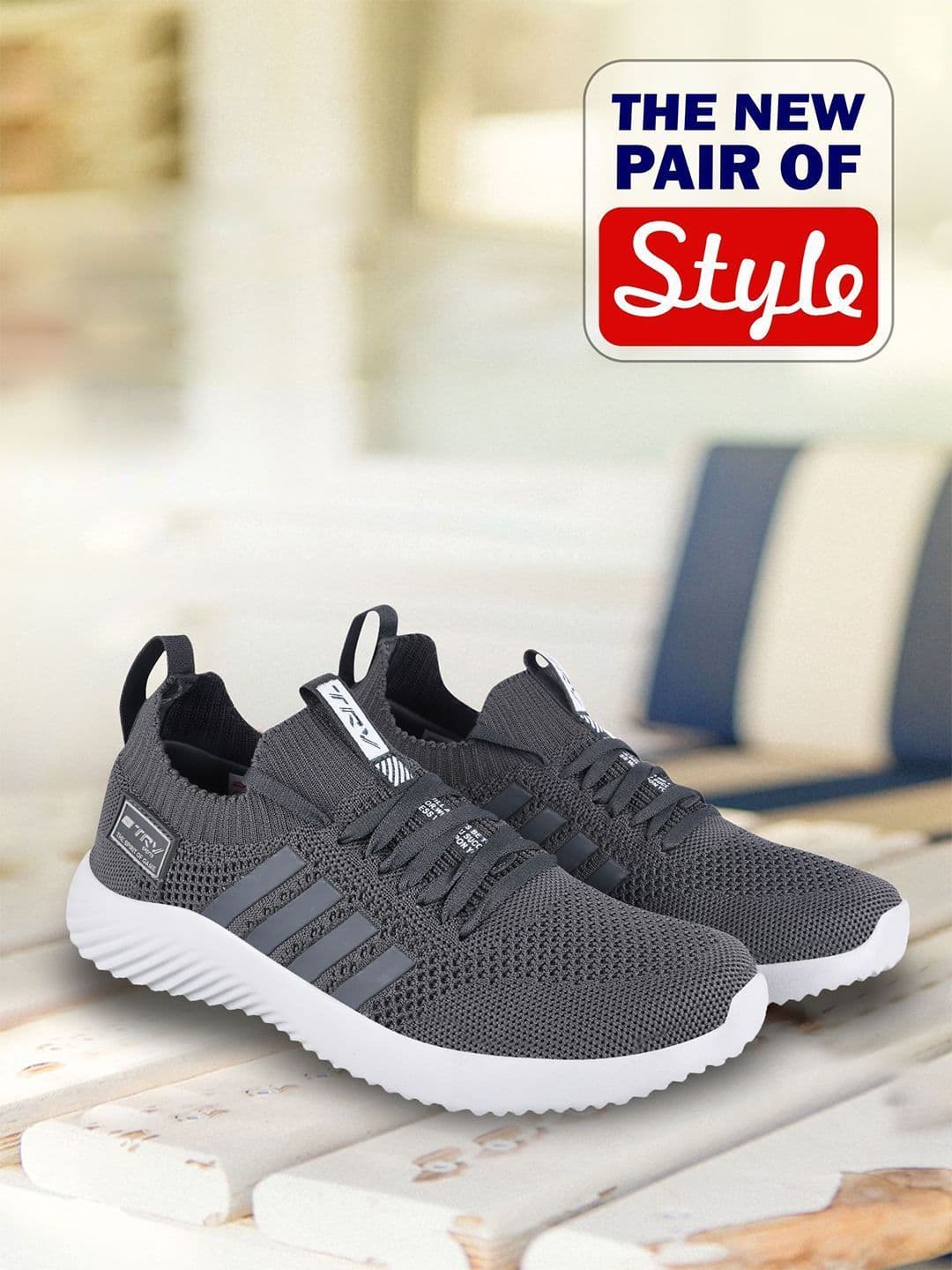 TRV Men Mesh Running Non-Marking Shoes thumbnail 7