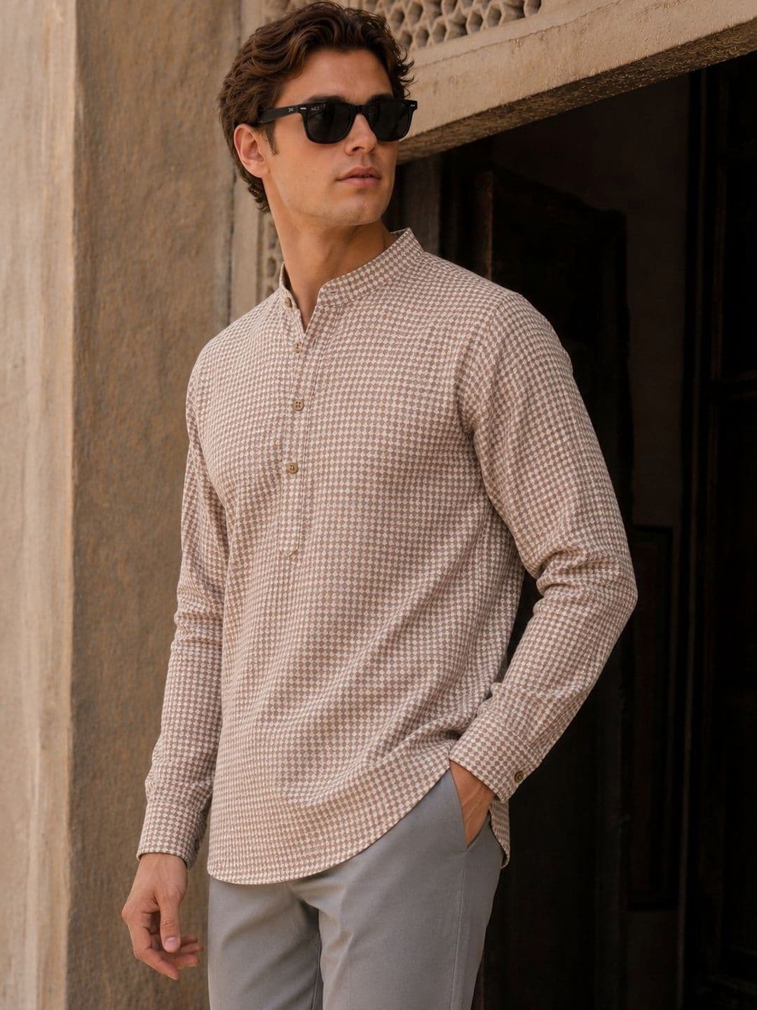 Anouk Men Self Weave Cotton Kurta thumbnail 3
