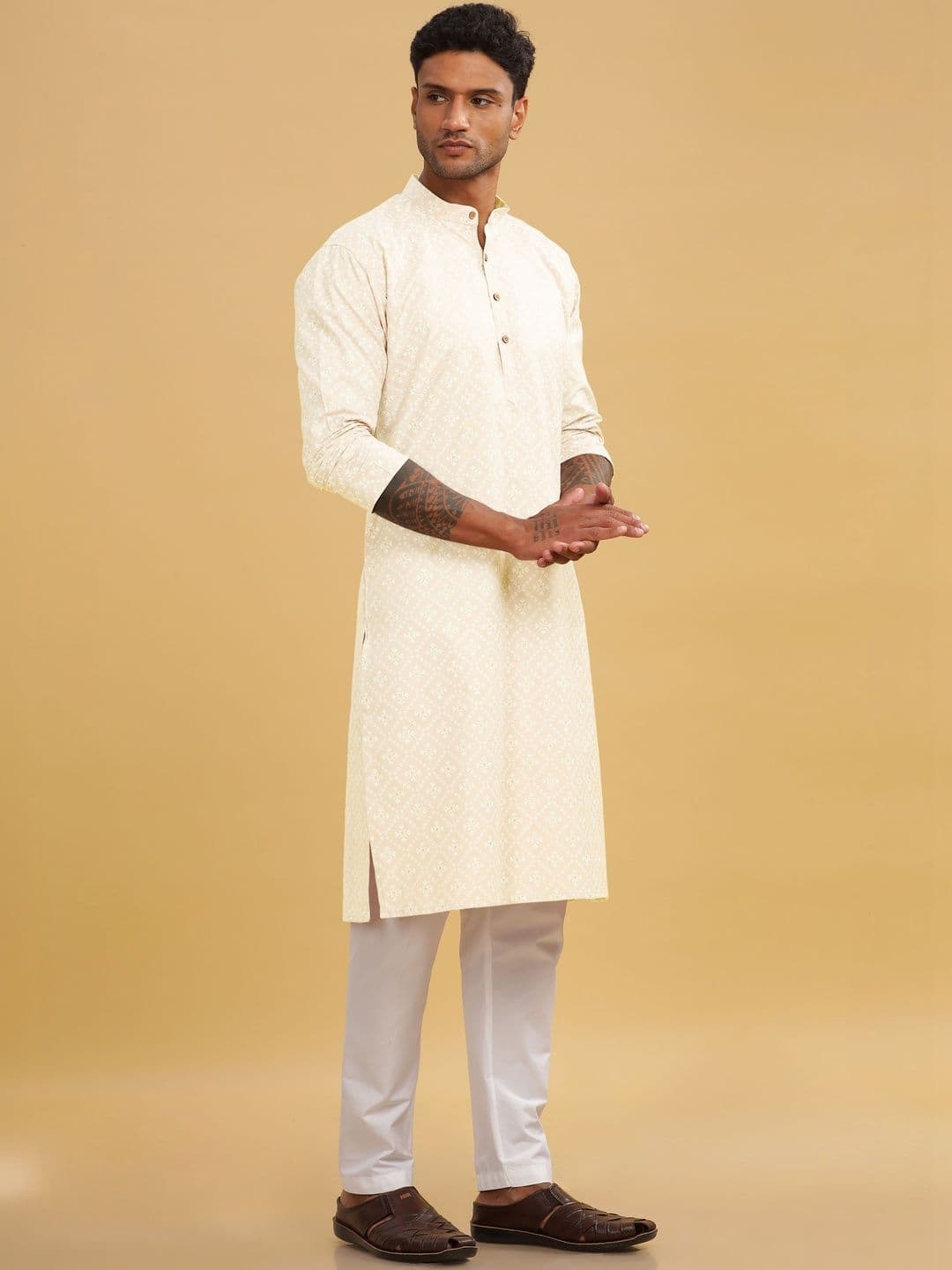 Anouk Printed Band Collar Straight Long Kurta thumbnail 6