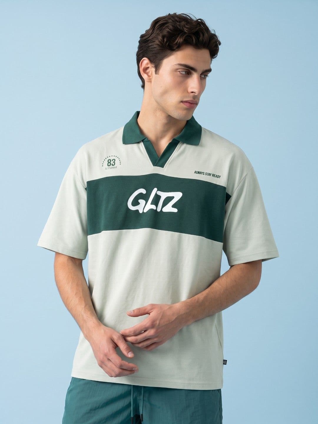 SPORT STREET by glitchez Men Brand Logo Colourblocked Polo Collar T-shirt - view 1