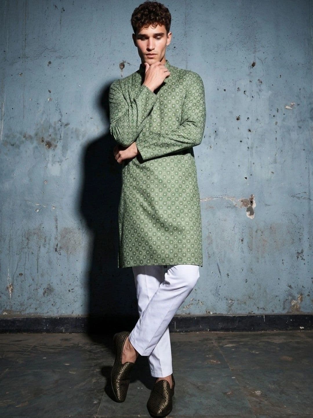 DRIP CHOWK Men Geometric Printed Kurta thumbnail 2