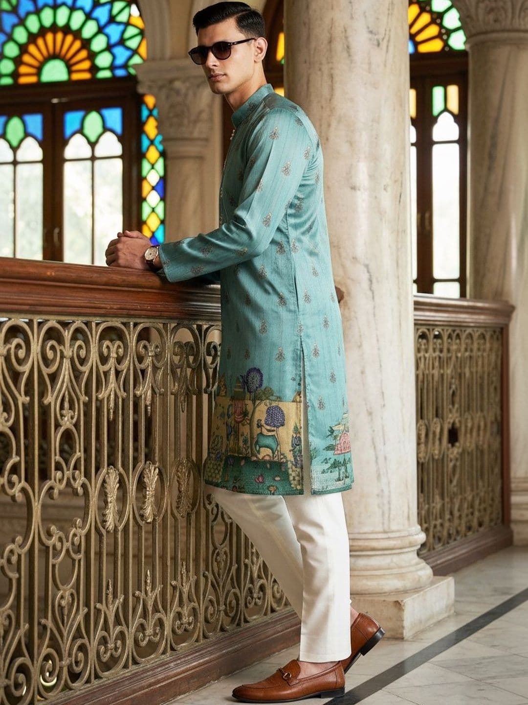 Anouk Men Floral Printed Kurta thumbnail 2