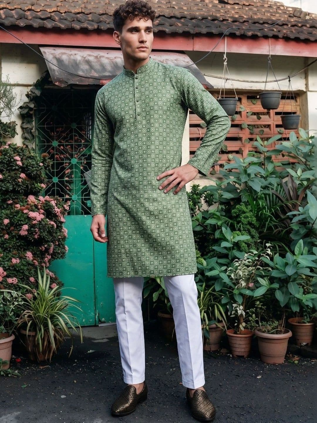 DRIP CHOWK Men Geometric Printed Kurta thumbnail 4