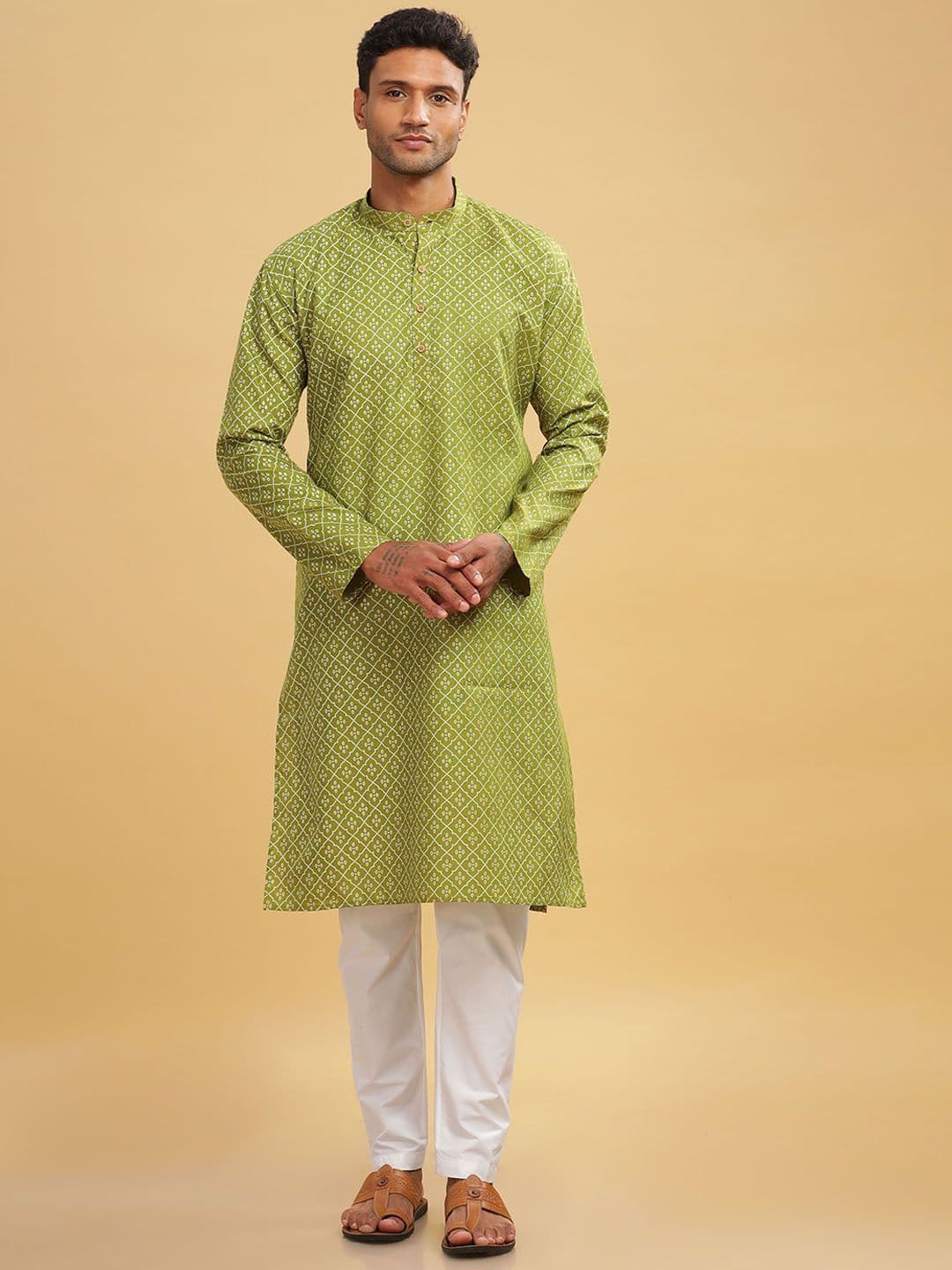 Anouk Printed Band Collar Straight Long Kurta thumbnail 6