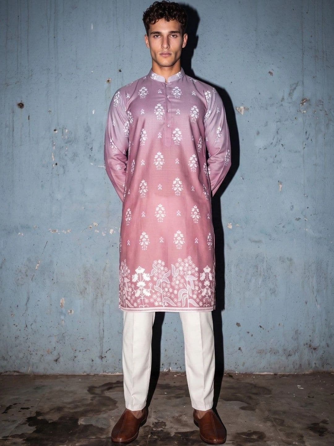 DRIP CHOWK Men Floral Printed Floral Kurta thumbnail 2