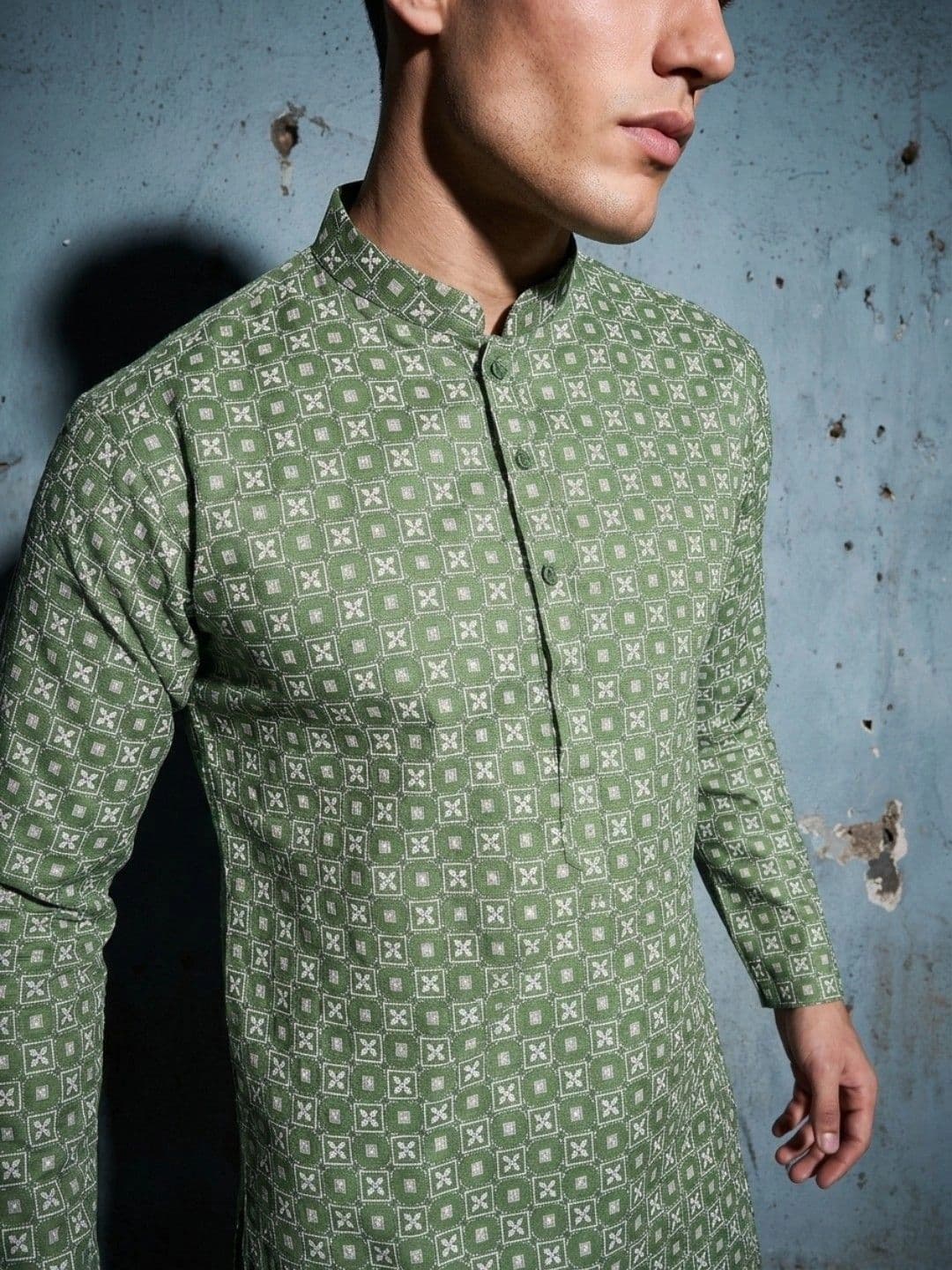 DRIP CHOWK Men Geometric Printed Kurta thumbnail 3