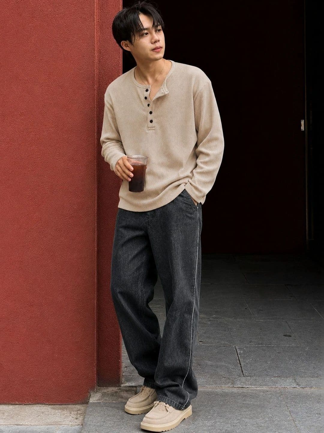 HOODLER Men Henley Neck T-shirt thumbnail 2